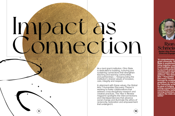 Editorial Spread with text "Impact as Connection"