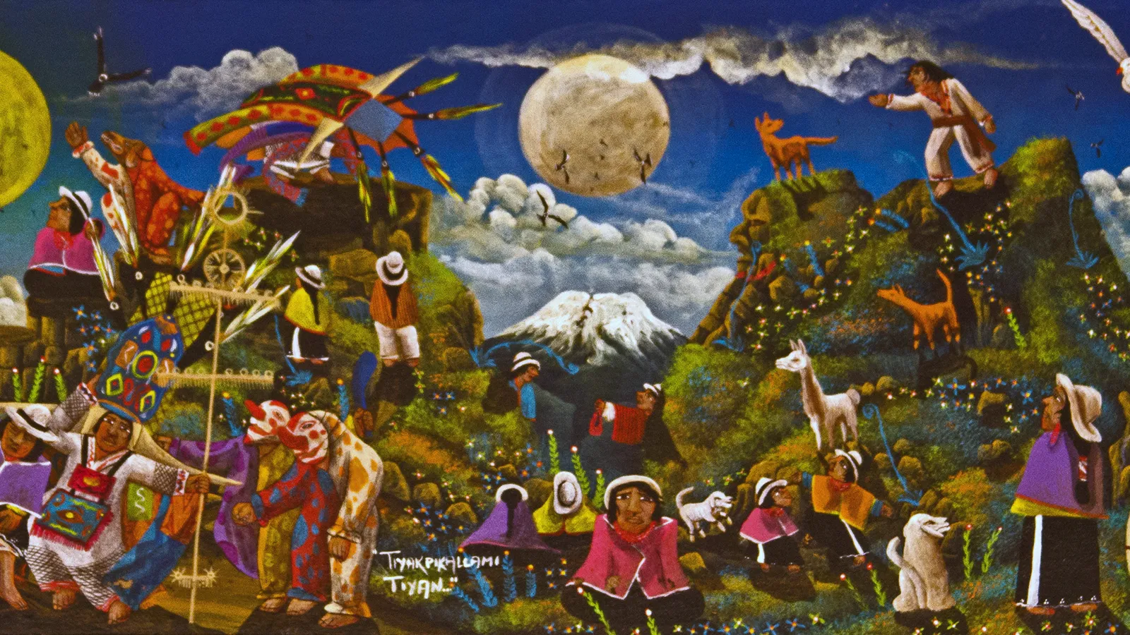 Tigua Painting by artist Cesar Ugsha, Cotopaxi Province, Ecuador