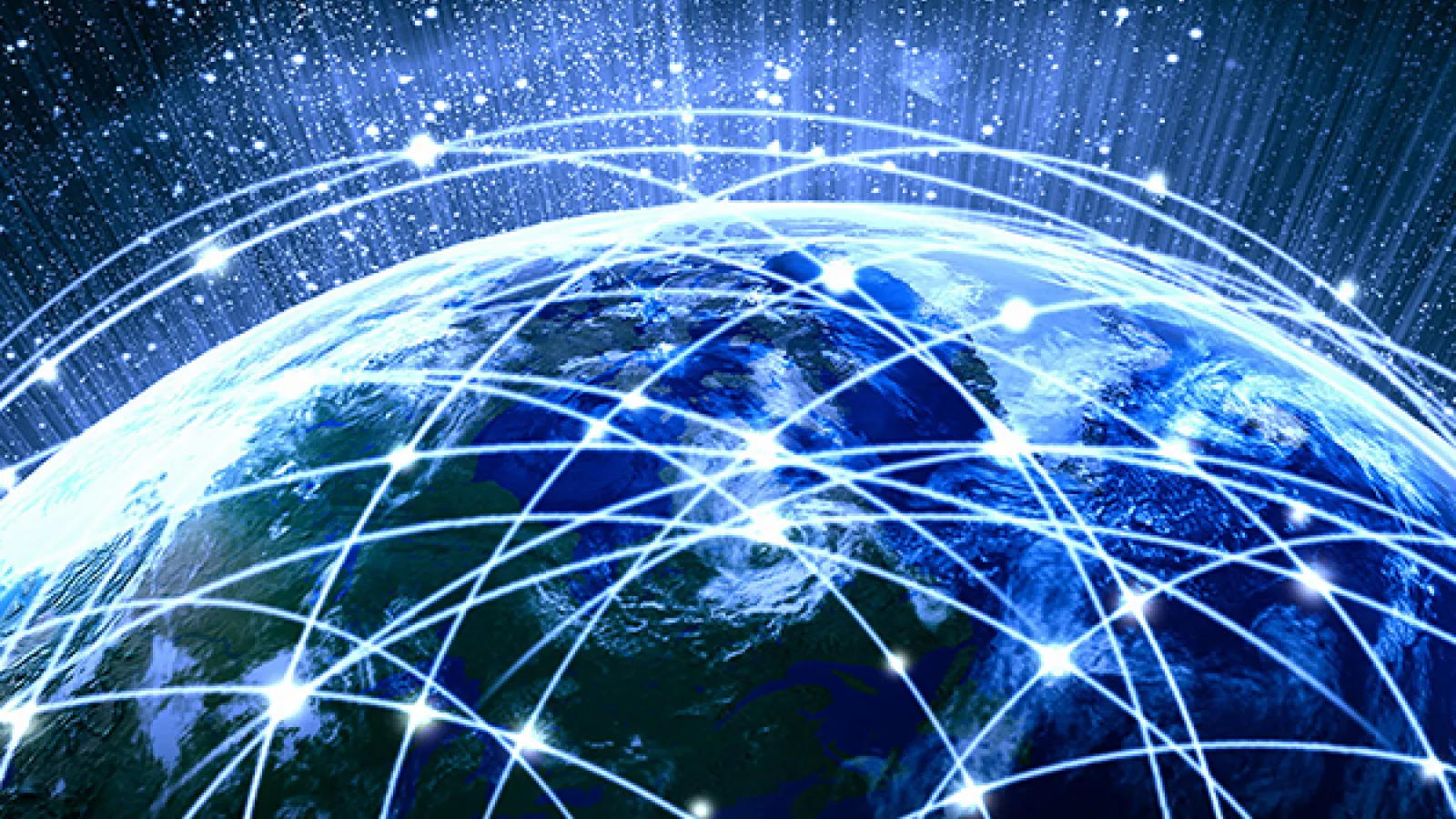Globe with network lines superimposed