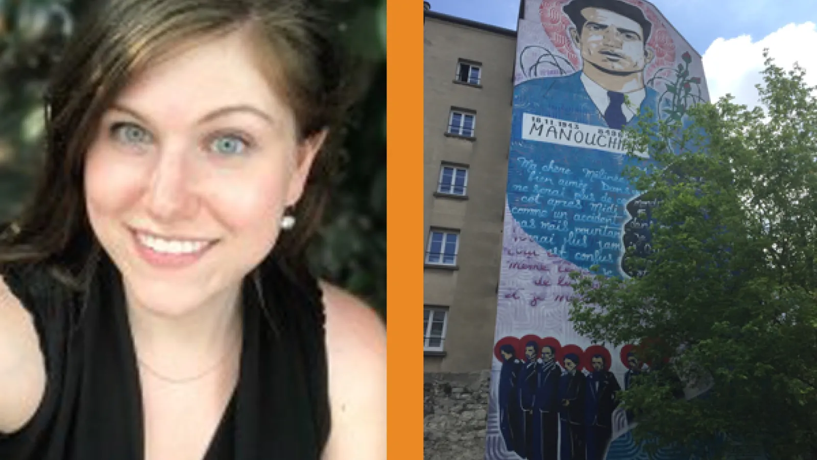 Two images: Darcy C. Benson and a mural