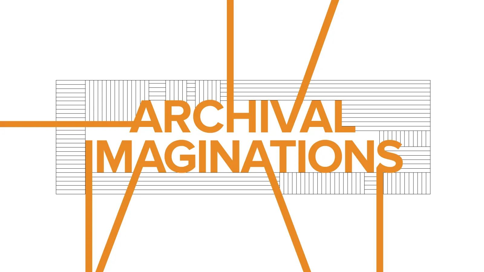 Abstract illustration with text "Archival Imaginations"