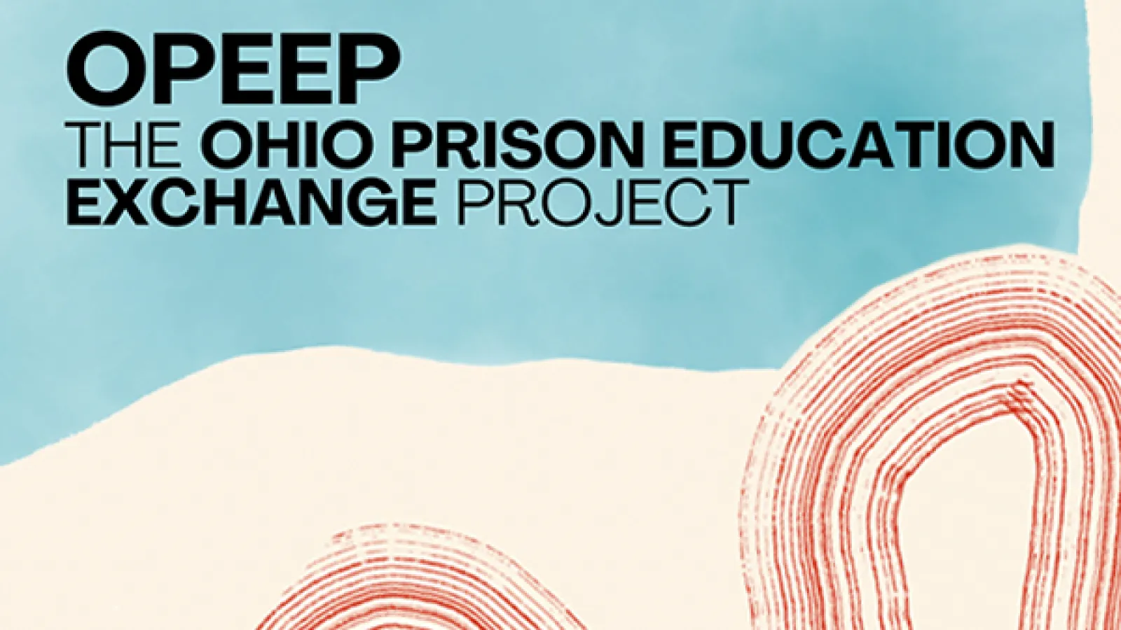 Graphic image with swirled shapes and text: OPEEP The Ohio Prison Education Exchange Project