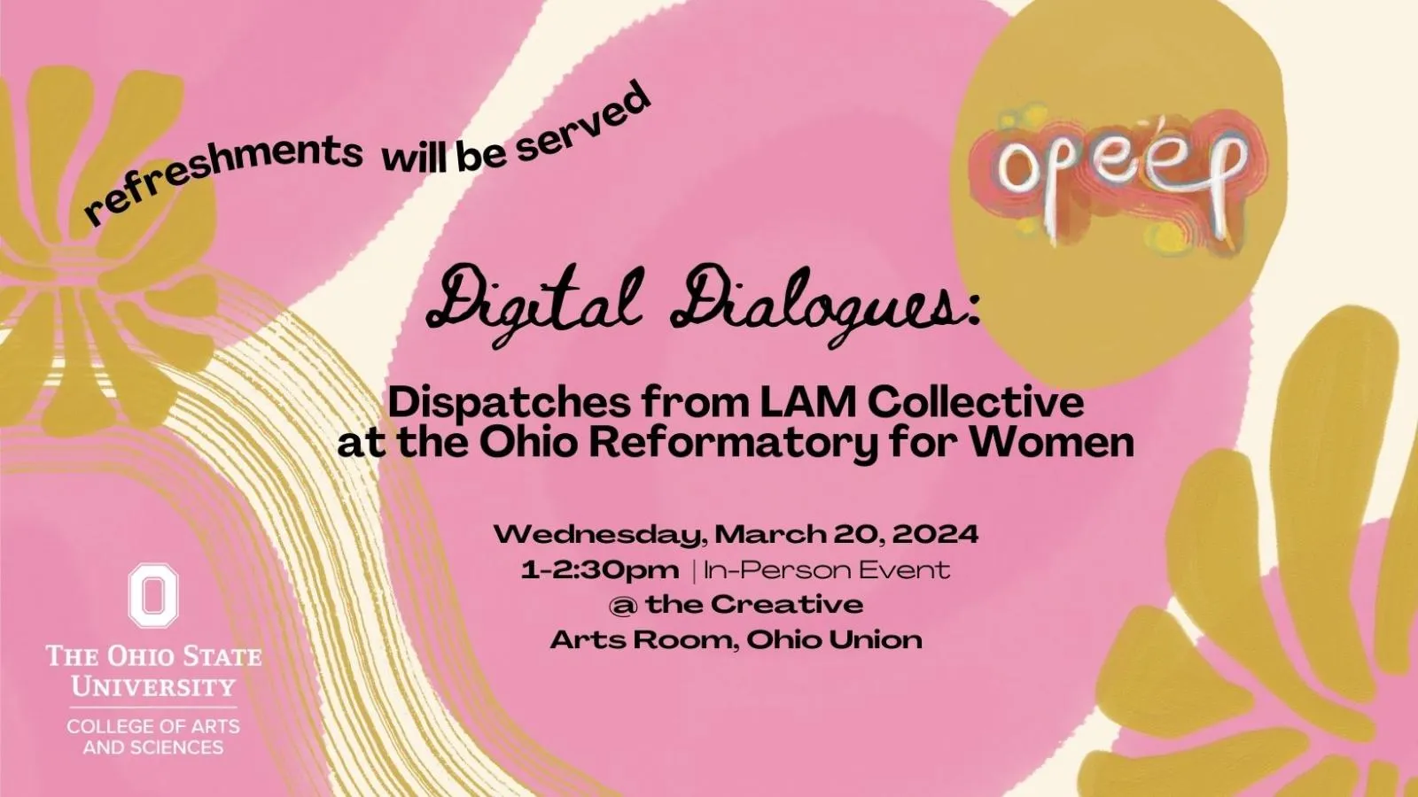 Graphic image with swirls and the event's information