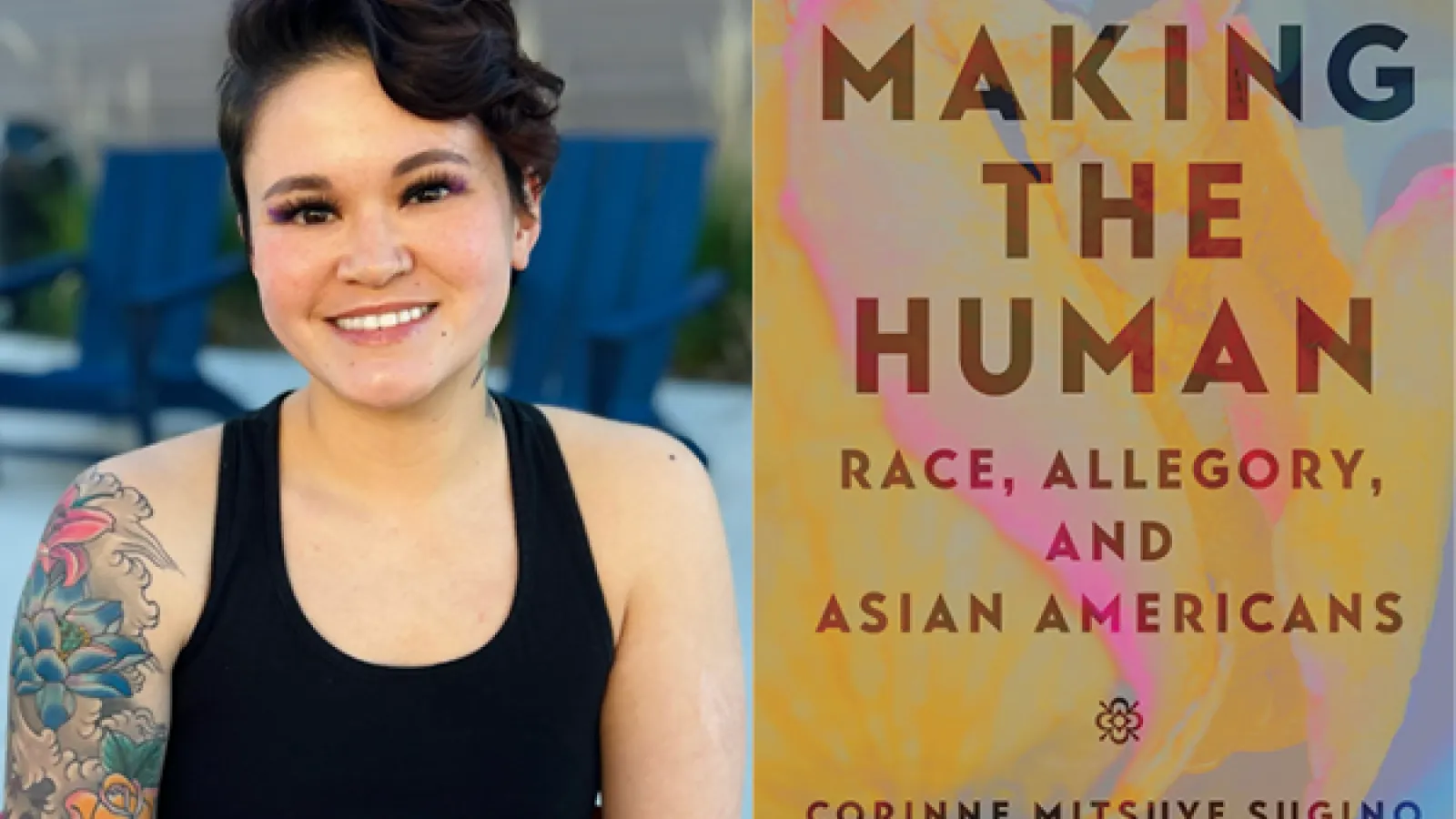 author photo and book cover