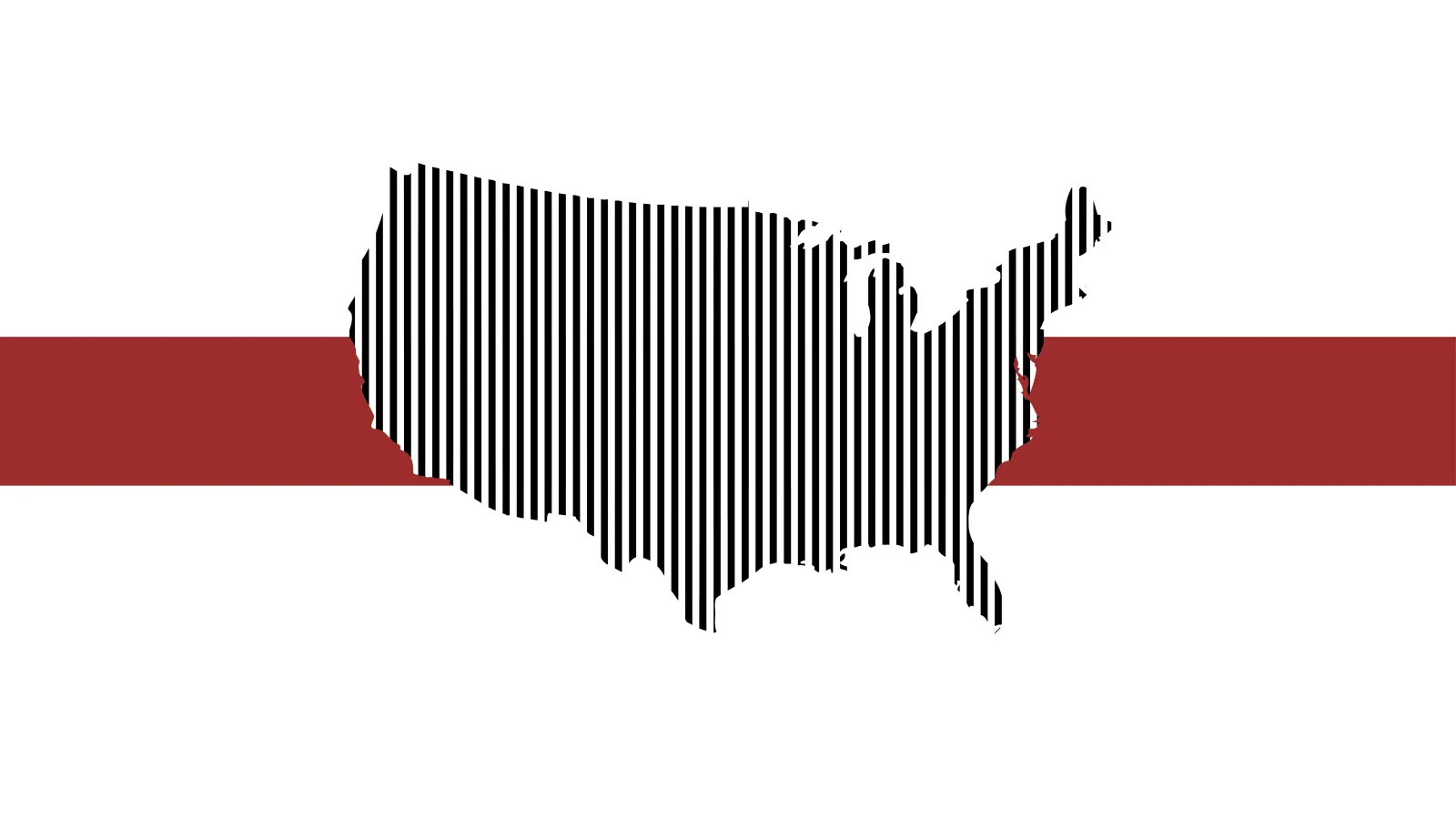 Illustration of United States with red horizontal bar across center
