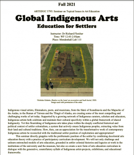 global indigenous arts education for settlers flier (text same as in description to the right)