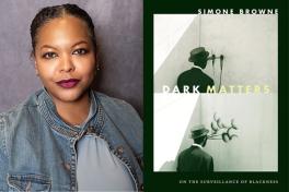 Smiling woman next to book cover