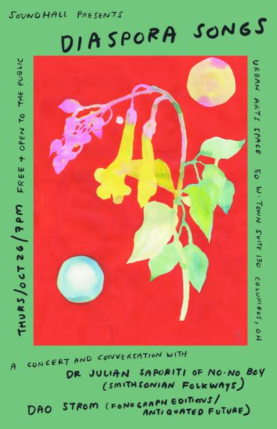 Event poster featuring botanical illustration