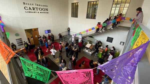 Photograph of post-procession event at Sullivant Hall