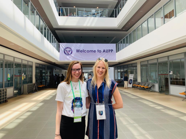 The author and her mentor, Dr. Hollie Nyseth Brehm, at the 14th Conference of the International Association of Genocide Scholars at the American University of Phnom Penh