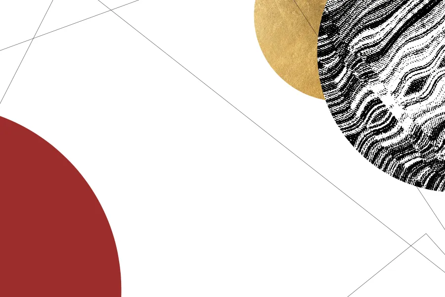 Abstract illustration with geometric globes and linework