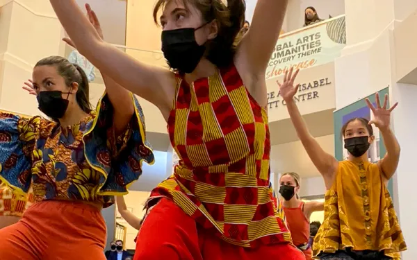Dancers mid-performance