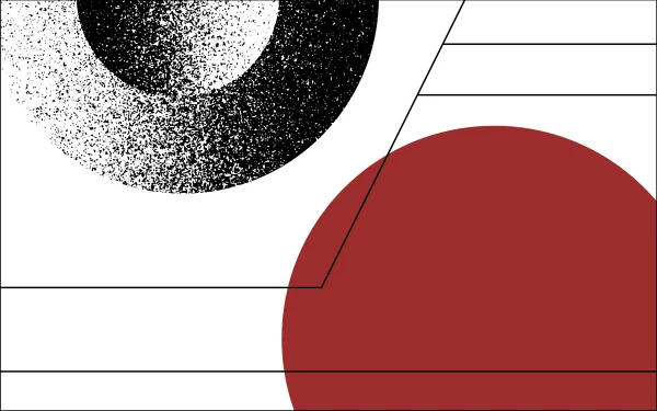 Decorating graphic with red and grey circles and black lines