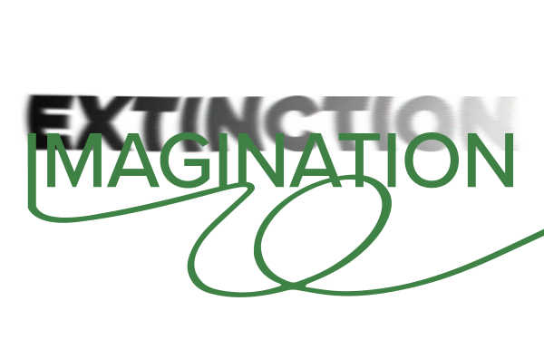 Text design with words EXTINCTION IMAGINATION