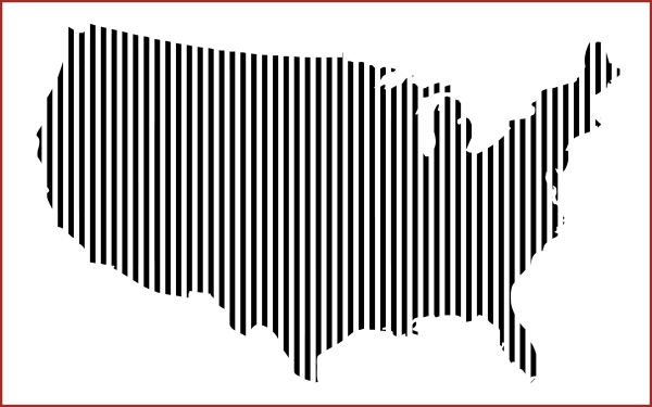 Shape of United States in vertical black bars