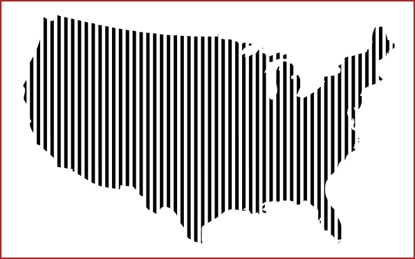 United States illustration in vertical black bars