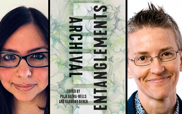 Photos of two women authors alongside book cover