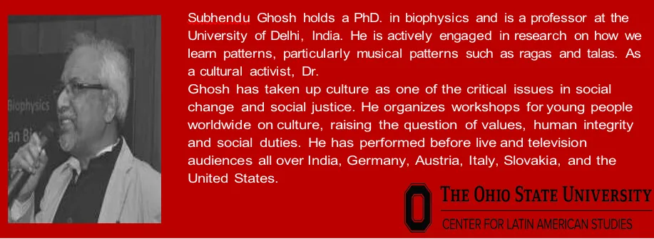 Subhendu Ghosh with written bio (transcribed below)