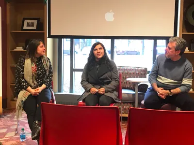 Maggie Popodiak, Stephany Perez, and David Feiner during the Q&A