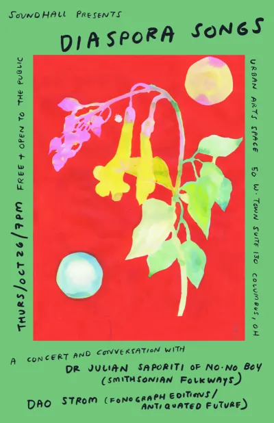 Event poster featuring botanical illustration