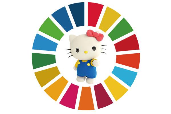 Hello Kitty in center of colorful circle