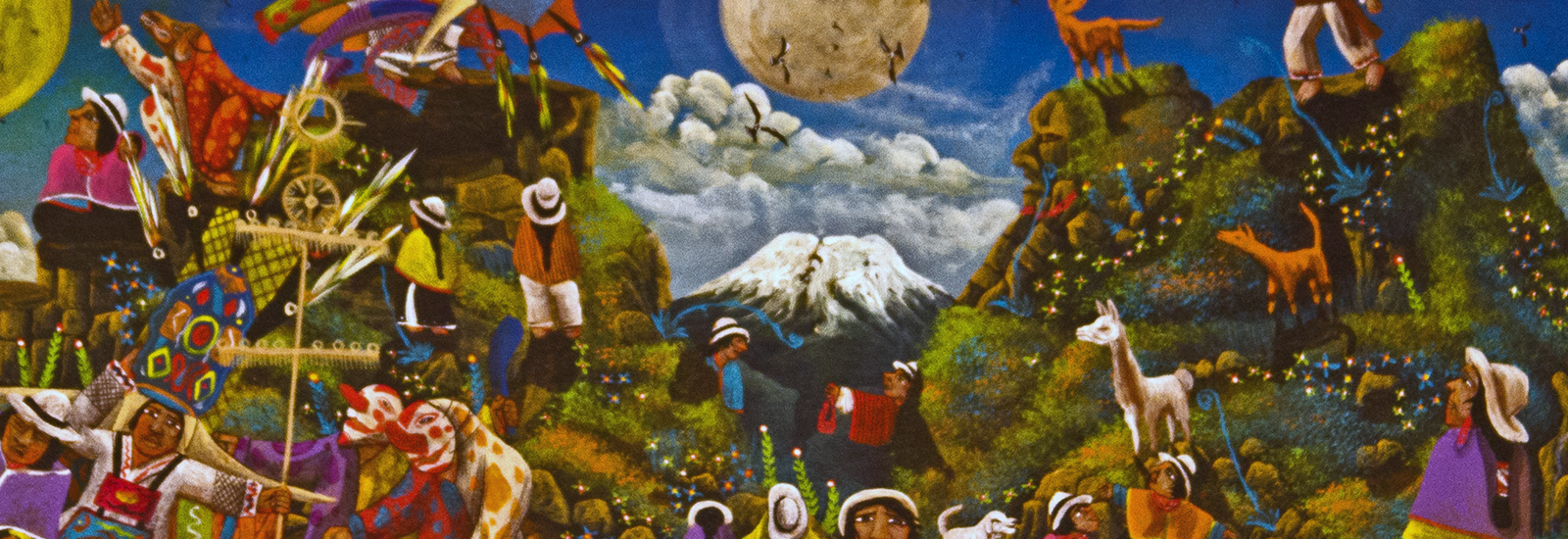 Tigua Painting by artist Cesar Ugsha, Cotopaxi Province, Ecuador