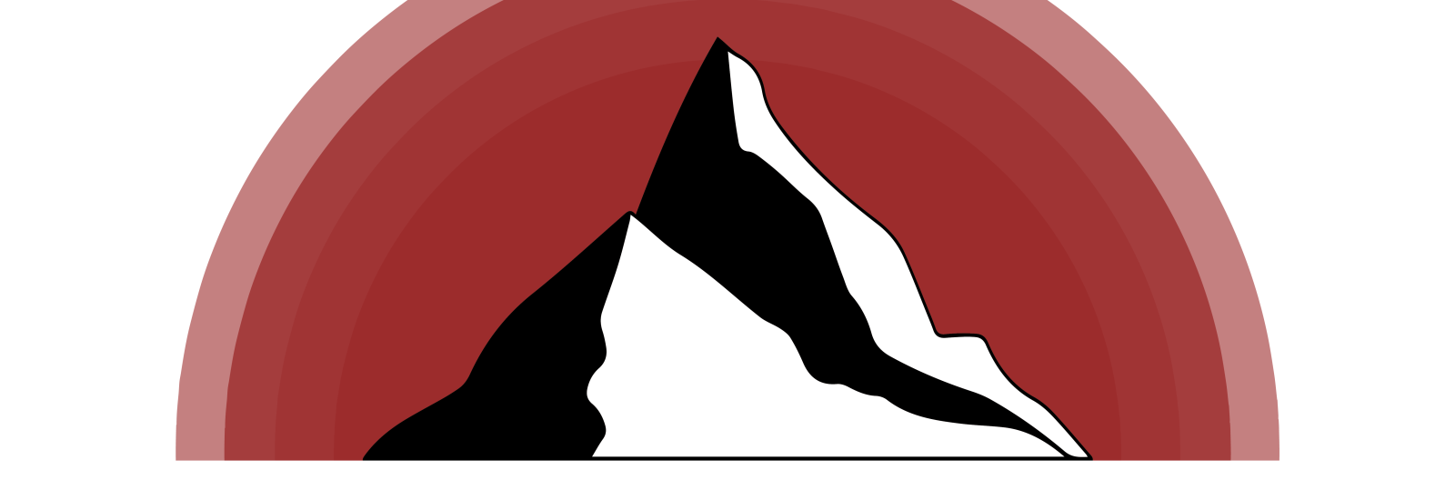 Illustration of an iceberg with radiating red circles behind
