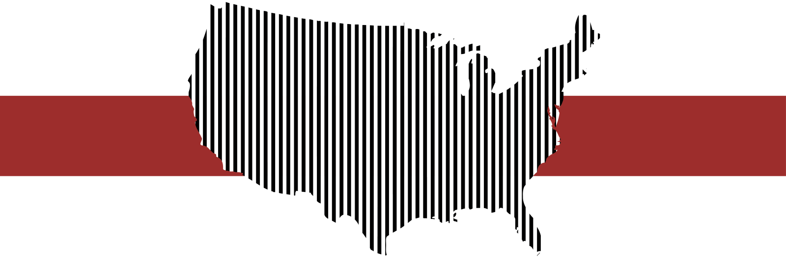 Illustration of United States with red horizontal bar across center