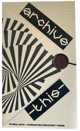Cover of tool with geometric design on brown paper