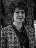Smiling woman in black and white